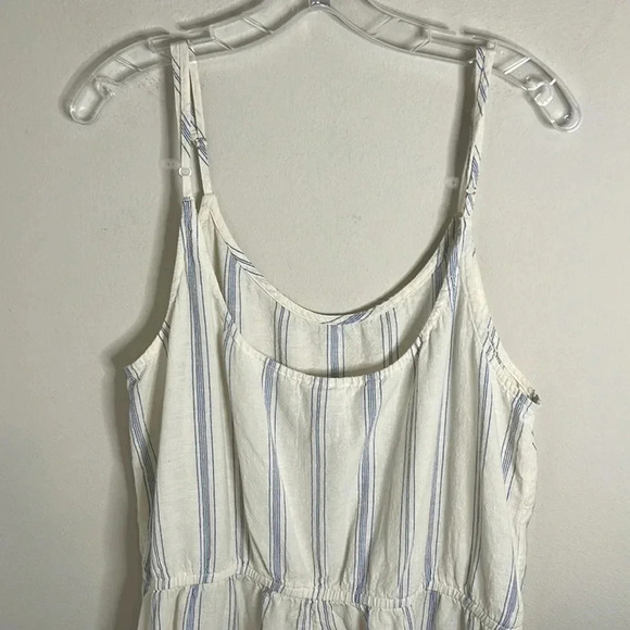 Garnet Hill White with Blue Stripe Organic Cotton Jumpsuit Size XL - Picture 10 of 11